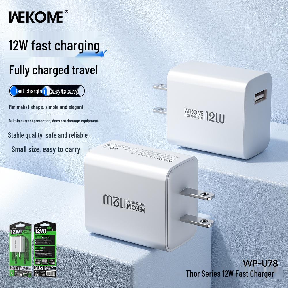 Wekome Thor 12W Fast Charger for Apple & Huawei Phones, 5V/2.4A Compatibility