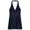 Zaprha 2025 New A Word Waist Hugging Neck Collar Cotton Denim Denim Sling Short Dress 6929086