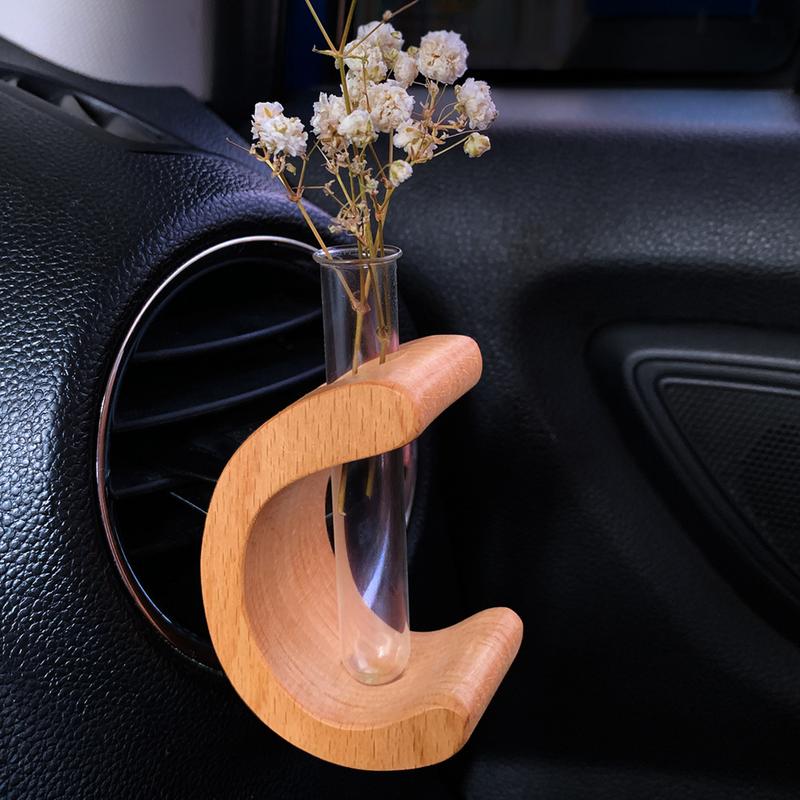Wooden Car Flower Vase Vent Clip Sturdy Air Outlet Vase Car Vent Clip Portable Automotive Air Fresheners Car Air Vent For
