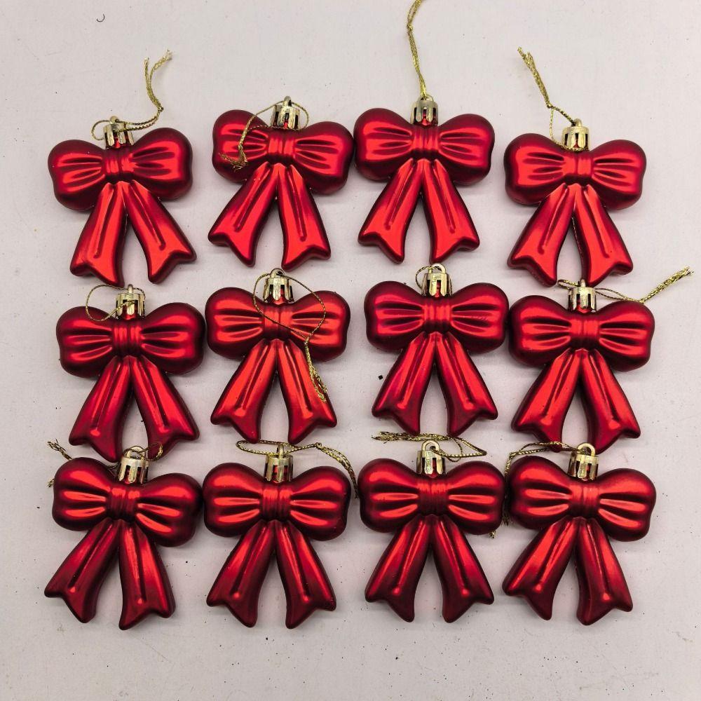 12Pcs/Set Creative Christmas Bowknot Pendant 3D Bowknot Hanging Pendant Party Supplies