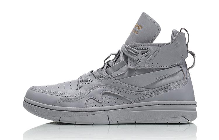 Li Ning 937 ACE Нескользящее покрытие Высокие Винтажные Баскетбольные Кроссовки Мужские Серые AGBN067-2 39.5