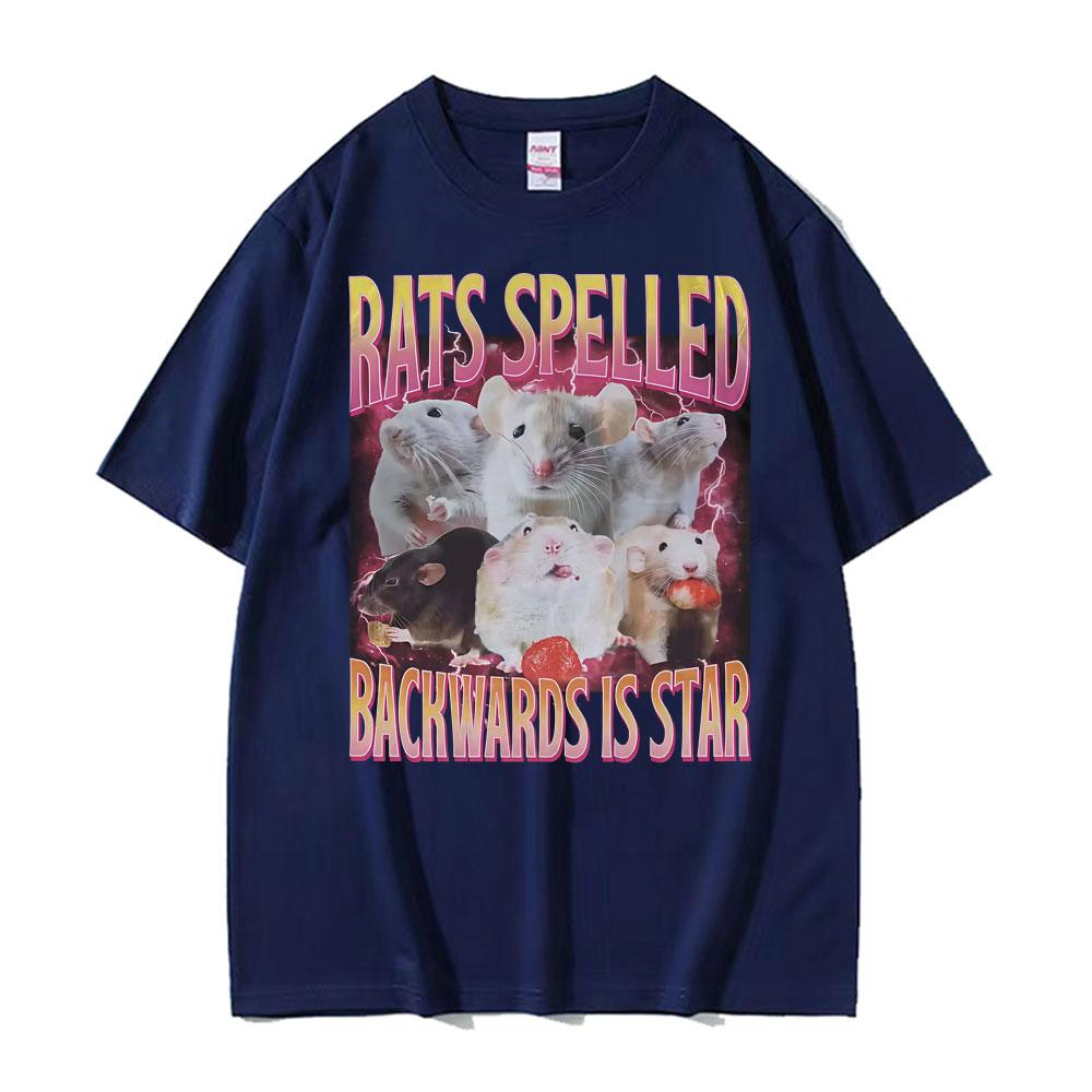 Funny Rats Spelled Backwards Is Star Printed Tshirts Fashion Short Sleeve Summer Men Women Casual Oversized Tshirt Streetwear