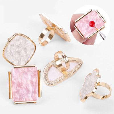 Nail Art Μαρμάρινο Δαχτυλίδι με Δαχτυλίδι Οθόνης Παλέτα Βάσης Ροζ Λευκό Ρυθμιζόμενο UV Gel Polish Εργαλείο βαφής για νύχια