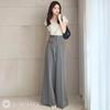 J-Scott Women's Wide-Leg Pants, High-Waisted, Long Legs, Faux Pockets, Center Line, Neat Look, Gray, JS168-GY-S (Limited Stock)