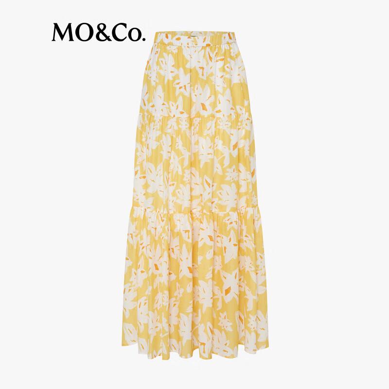 MO&Co. Floral Print High-Waist Tiered Skirt