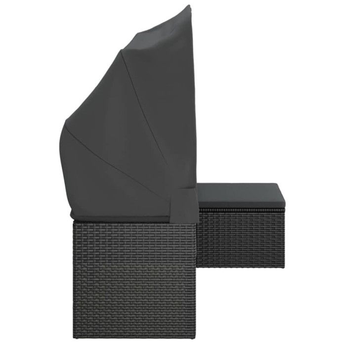 VidaXL 3-seater Garden Sofa with Roof and Footrest Black 362334