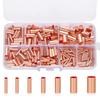 125/250Pcs Wire Ferrules Kit 7 Size Copper Crimp Connector Non Insulated Electrical Butt Terminal Assortment Kit