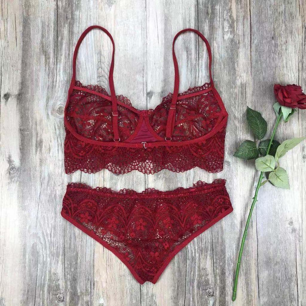 European and American Lace Camisole Bra and Triangle Panty Set - Sexy Temptation Lingerie