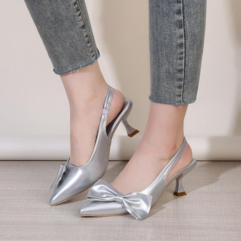 Summer Womens Butterfly Bow Backless Slip On Shoes With Rubber Sole For Casual Wear