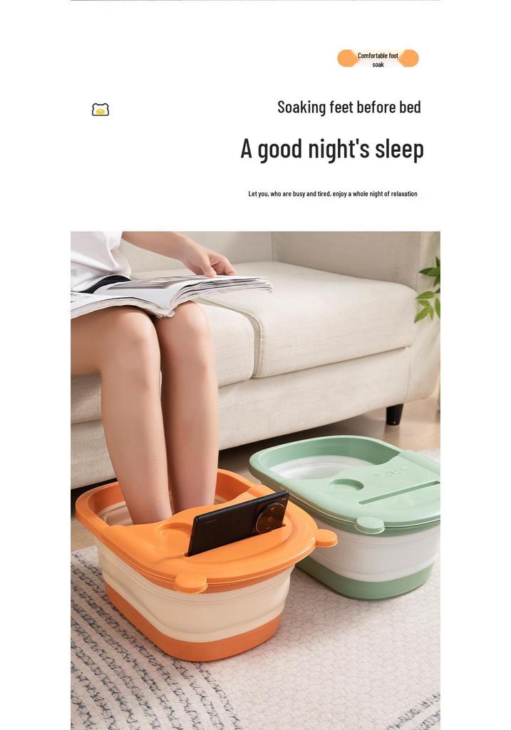 Foldable Foot Bath Basin with Lid and Foot Protection, Over-the-Calf Design, Constant Temperature, Plastic Basin for Foot Soaking and Washing.