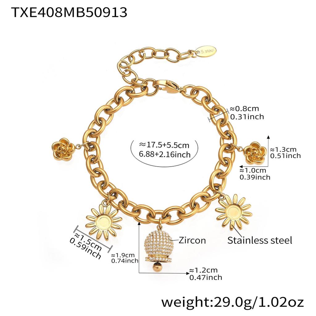 Oumeka 18k Gold-Plated Stainless Steel Jewelry Set: Versatile Pendant, Necklace, and Bracelet.