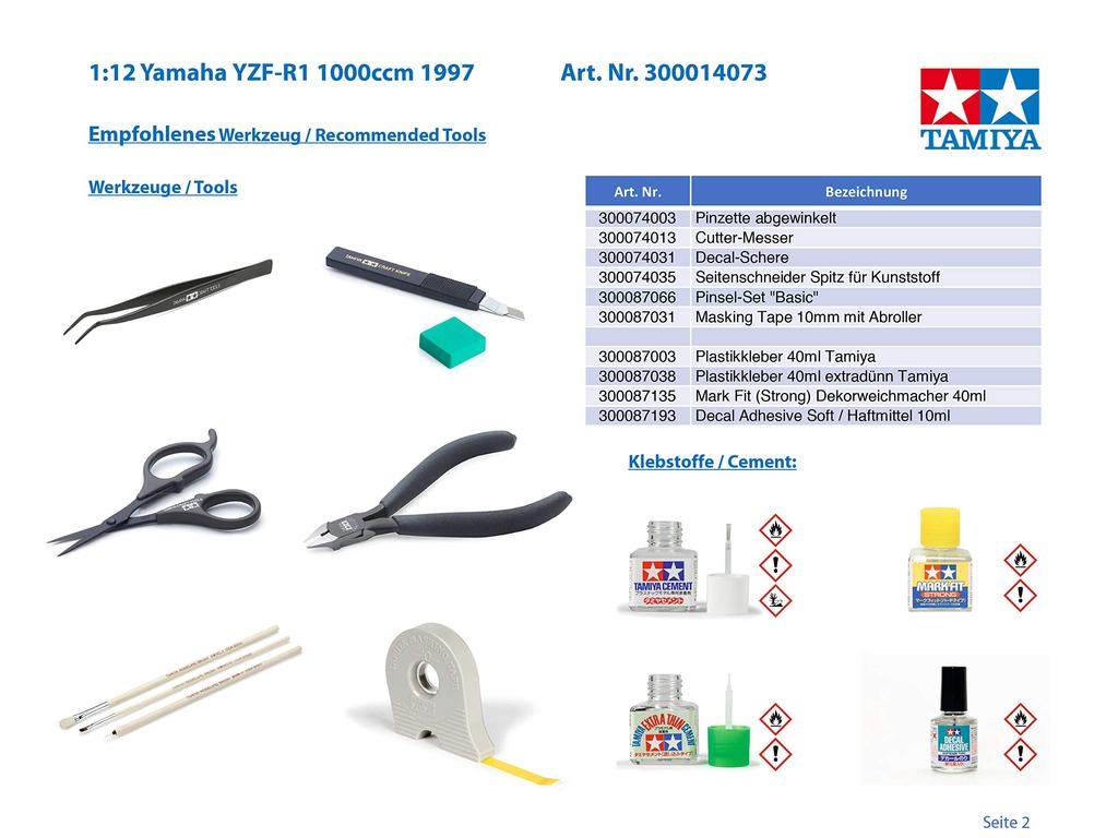 Tamiya 1/12 Motorcycle Series No.73 Yamaha YZF-R1 Plastic Model 14073