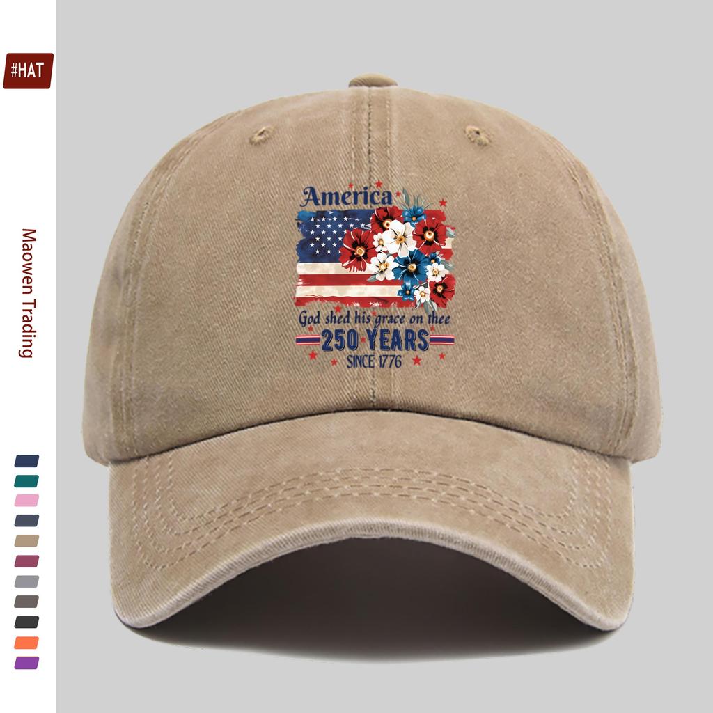 Pc American Flag  Floral Print Adjustable Snapback Cap  Vintage Dad Hat Suitable for Men  Women Lightweight Cap for Beach
