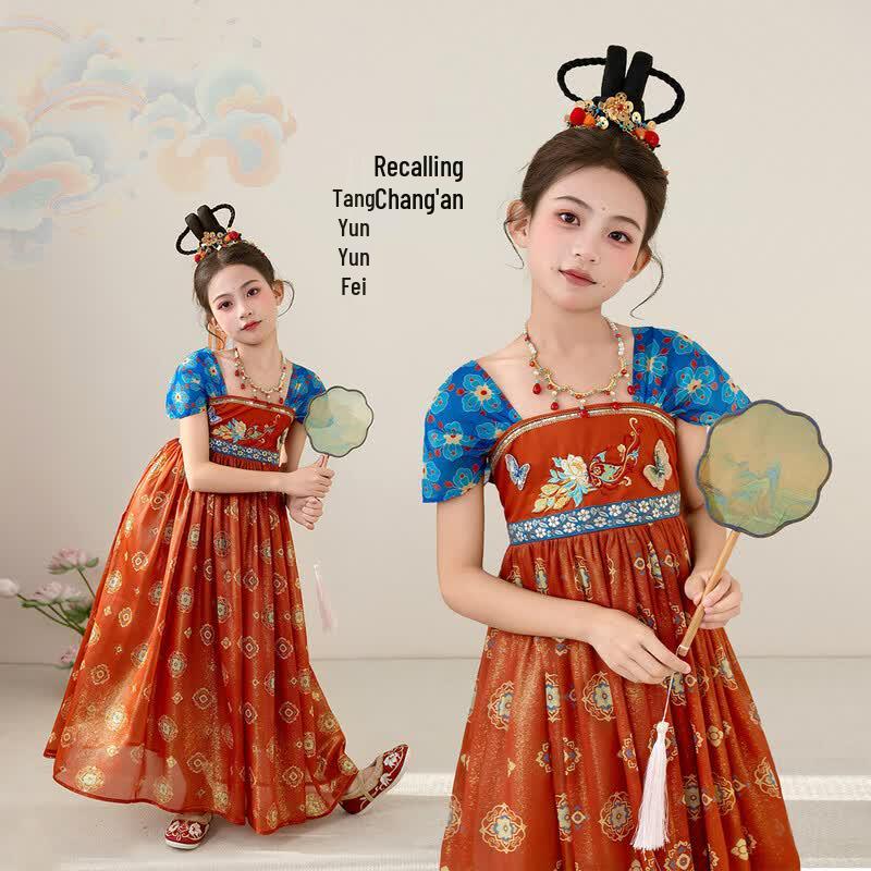 Girls Chinese Style Embroidered Princess Dress 110