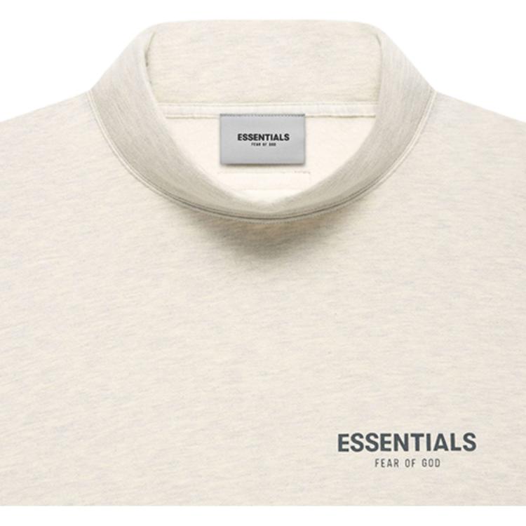 Fear of God Essentials High Neck Reflective Logo Solid Color Fleece Hoodie Unisex Tops Light-Oatmeal FOG-FW21-186