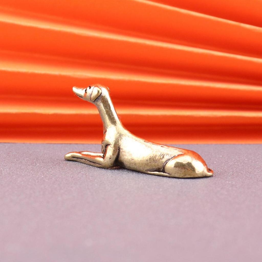 Brass Wangcai Zodiac Dog Antique Decor - Small Bronze Sleeping Dog Tea Pet
