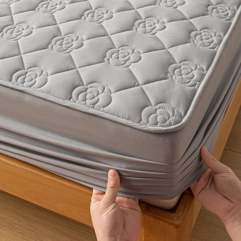 Waterproof Mattress Cover Thicken Quilted Fitted Sheet Mattress Protector Queen Size Fit Sheet With Elastic Band Bedsheet