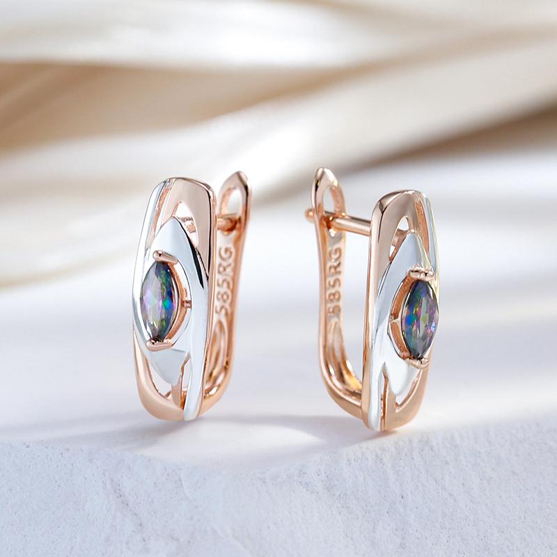 Luxury Colorful Stone English Earrings For Women Rose Gold Color Mixed White Gold Natural Zircon Trendy Daily Jewelry