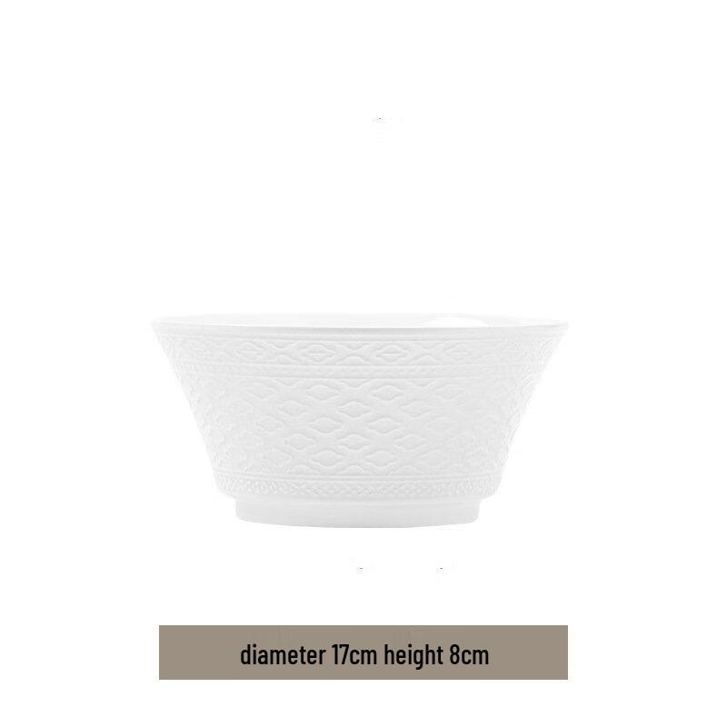 ZISIZ French Embossed Ceramic Noodle Bowl