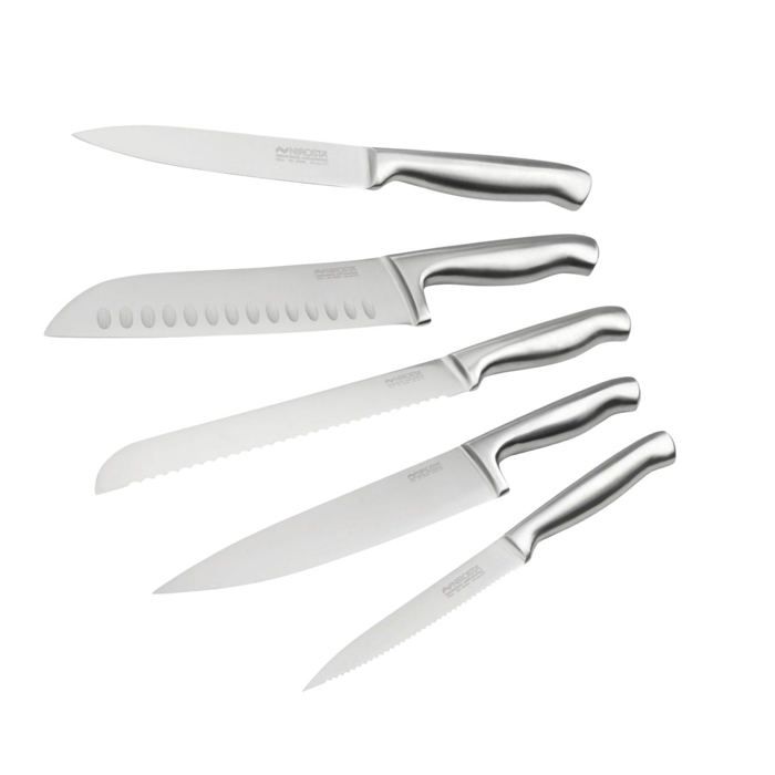 Ensemble De 5 Couteaux De Cuisine Professionnels - NIROSTA - Inox - 24 À 33,5 Cm
