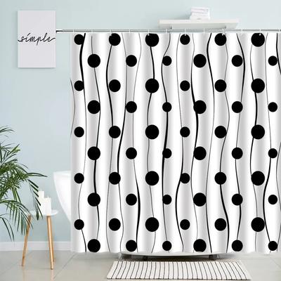 Cortinas de ducha geométricas creativas con líneas circulares negras, diseño abstracto, tela moderna, decoración sencilla para baño, juegos de cortinas de baño