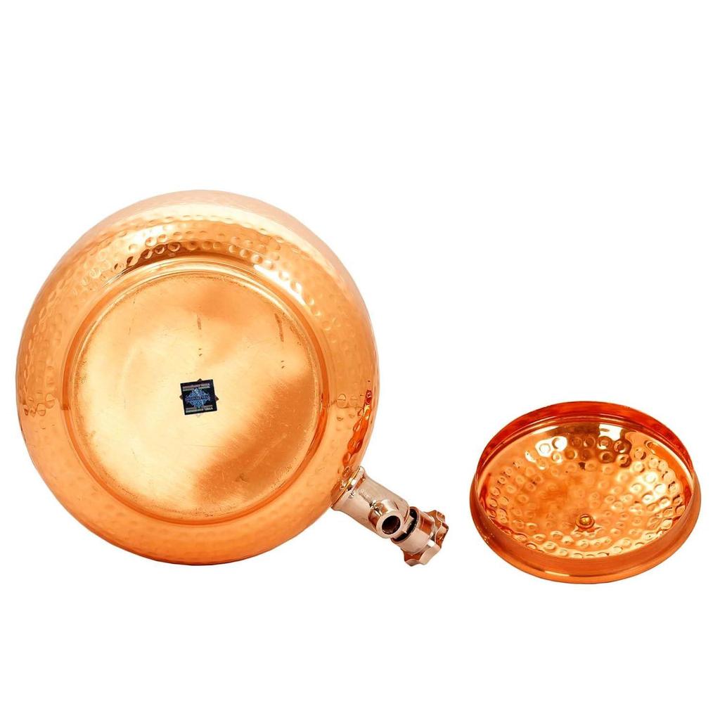 Pot Distributeur d'Eau en Cuivre avec Finition Conteneur de Stockage de 8 litres pour Cuisine & Maison, Bienfaits Ayurvédiques pour la Santé, Stockage d'Eau en Cuivre pour Fraîcheur