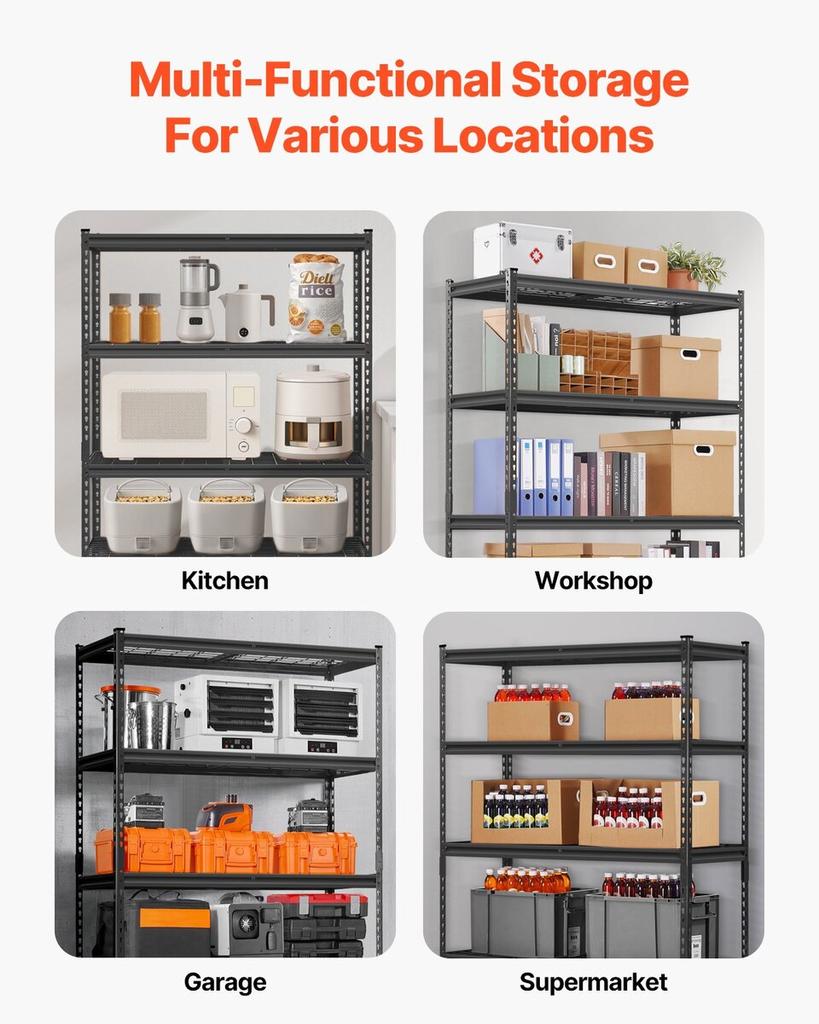 Storage Shelves 5 Tier Adjustable Heavy Duty Garage Shelving Unit 2500 lbs