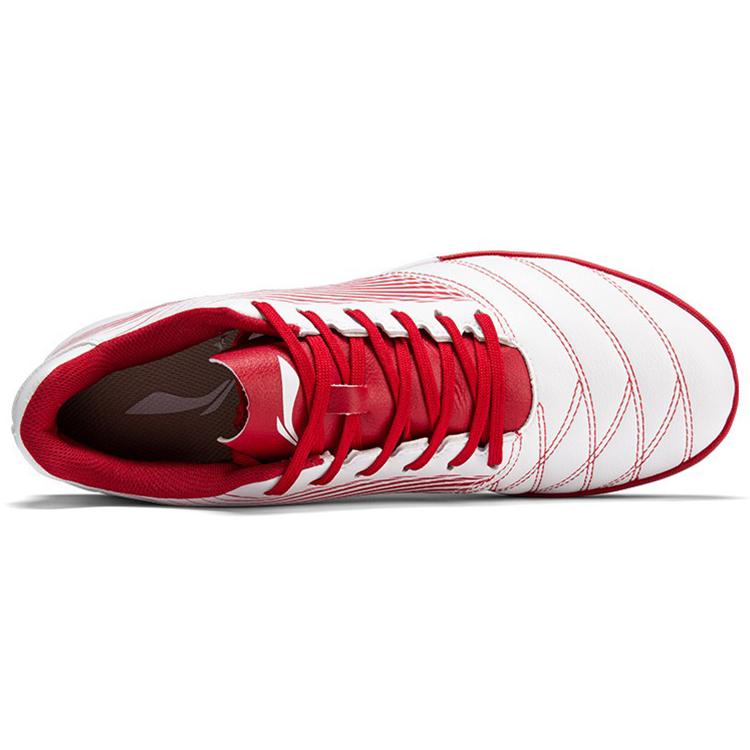 Li Ning TF Turf Artificial Turf Synthetic Leather Slip Resistant Abrasion Resistant Soccer Shoes Men's White Red ASTQ005-1