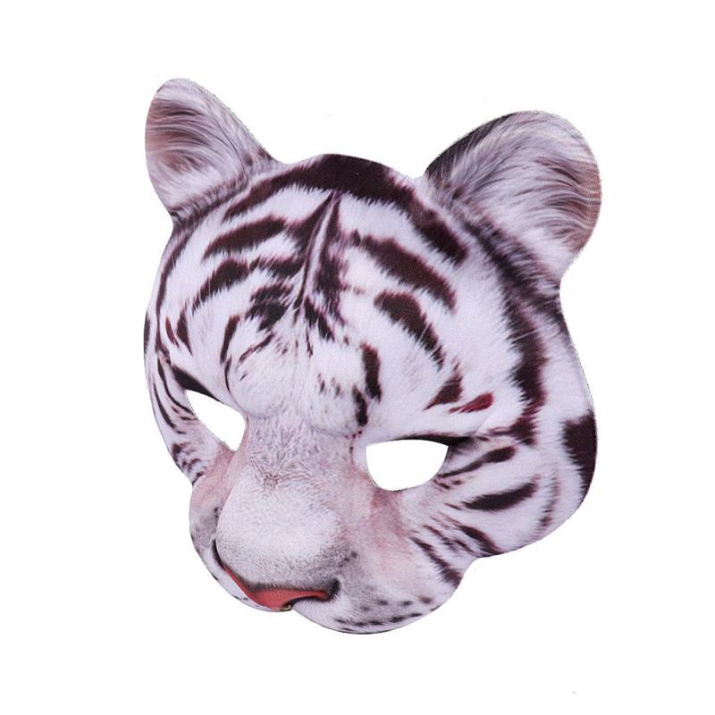 Halloween Tiger Half Face Mask Realistic Animal Facial Mask For Cosplay Masquerade Party Festival