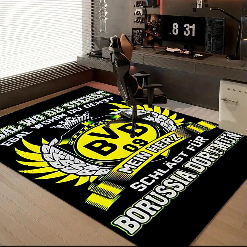 Bvb Soccer Ball Design Printed Office Carpet Chair Cushion Entryway Rug, Rugs for Living Room, Bedroom Christmas gifts
