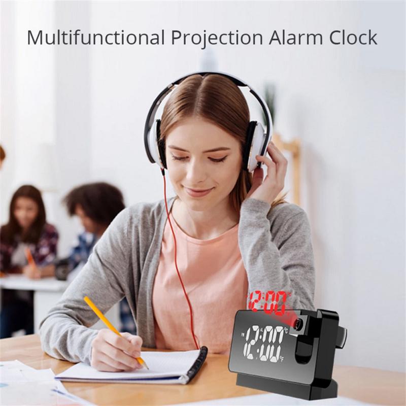 Led Digital Projection Alarm Clock Table Electronic Alarm Clock With 180 Degrees Time Projector