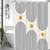 Mid Century Modern Duschdraperi, Abstrakt Minimalistisk Båge, Geometrisk Design, Minimalistiska Linjer, Beige, Badrum Dekorativ Show