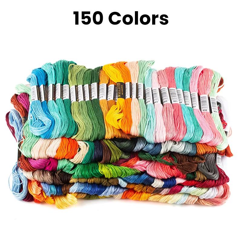 100 Pcs Floss Random Color Cross Stitch Embroidery Thread Rainbow Color Handmade Embroidery Thread for DIY Sewing