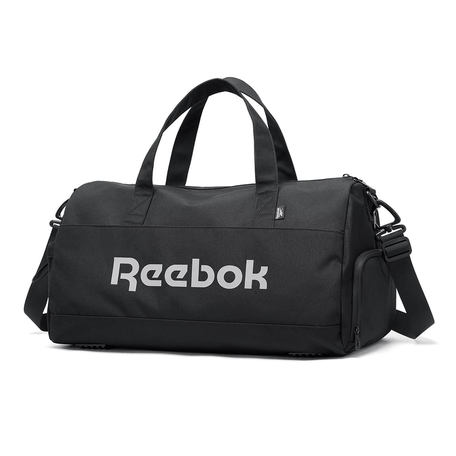 Reebok 38 л Тканевая дорожная сумка Унисекс Обсидианово-черный/Мохово-зеленый RB250710M