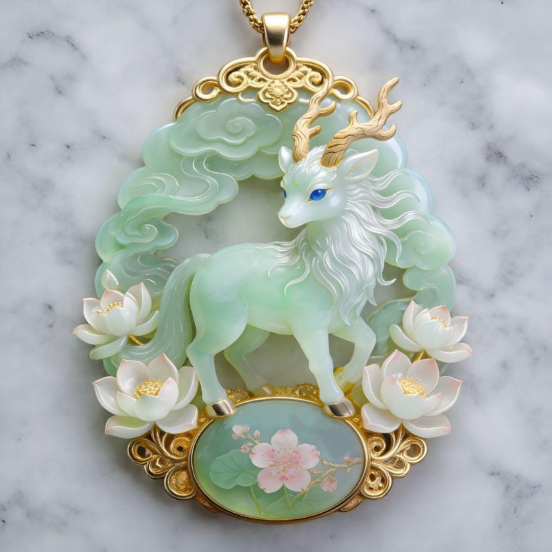 Chinese Mythology Nine-tailed Fox Enamel Pendant Necklace Fashion Minimalist Jewelry for Women Valentine's Day Gift for Her