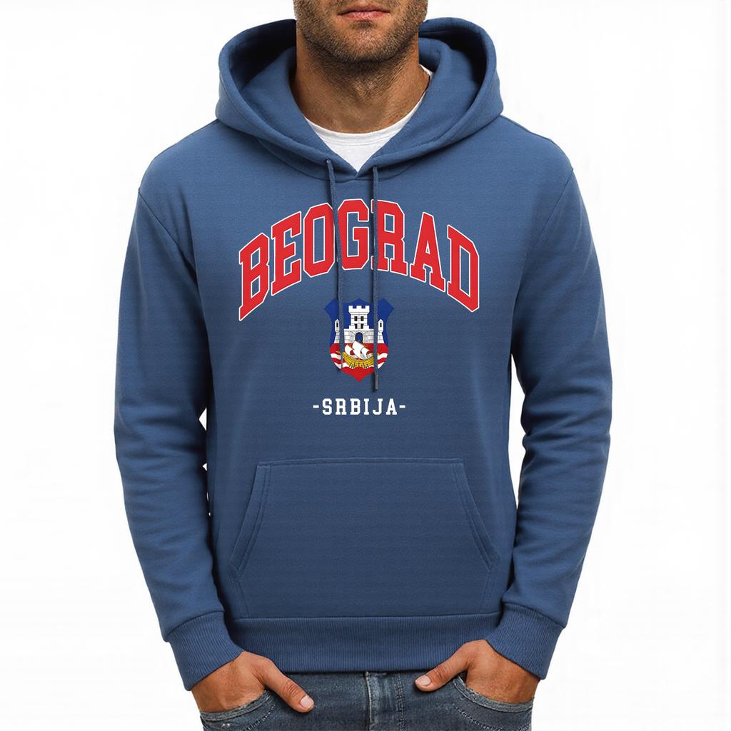 Beograd Srbija Local Printing Men Hoodies Loose Fleece Hoodie All-Match Pocket Male Pullovers Autumn Multicolor Man Hoody