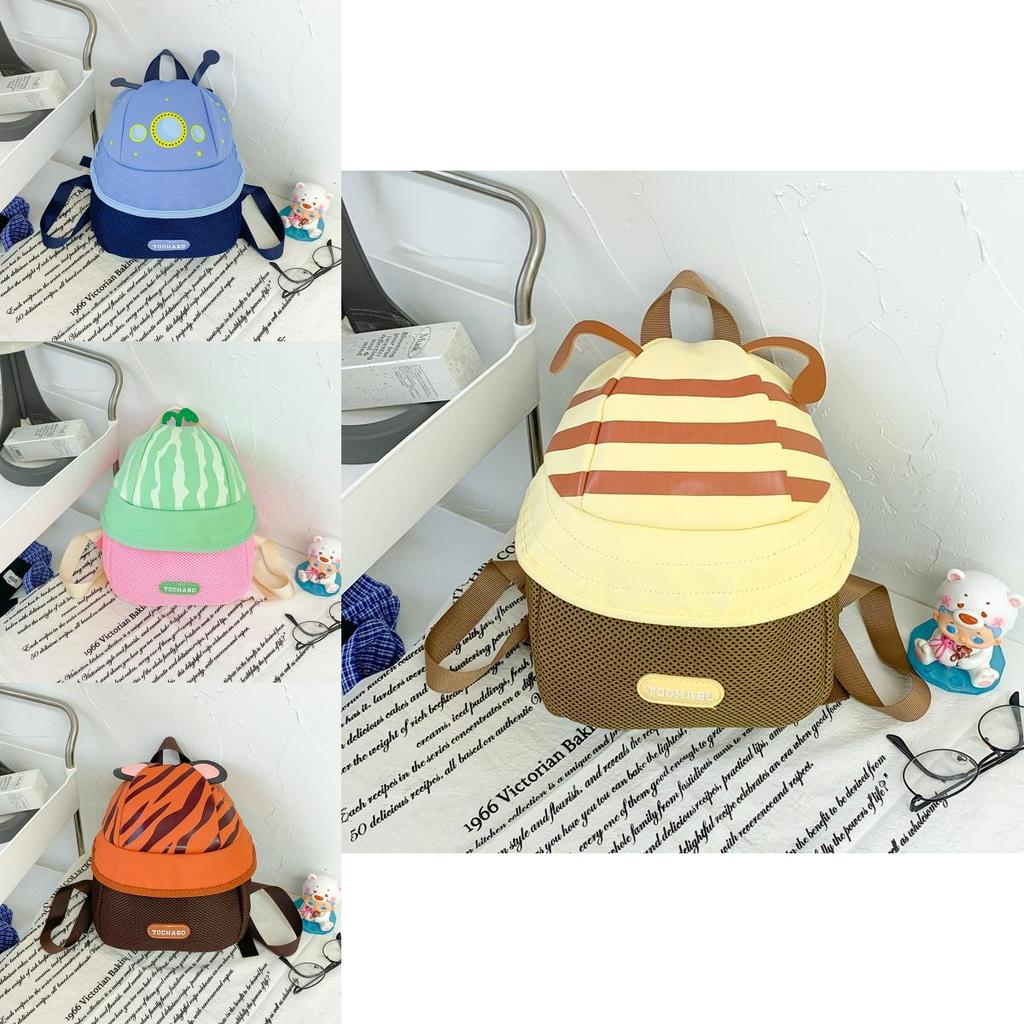 Cute Kids Cotton Backpack Featuring Fruit Hat Design And Comfortable Arch Shoulder Straps For School