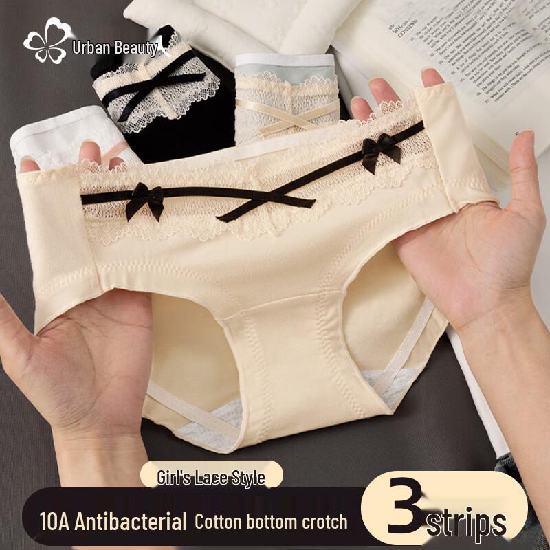 Urban Beauty Women's Lace Cotton Briefs 3-Pack