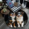 Australian Shepherd Dogs Round Area Rug,Carpet Rug for Living Room Bedroom Sofa Playroom Decor,Non-slip Floor Mat