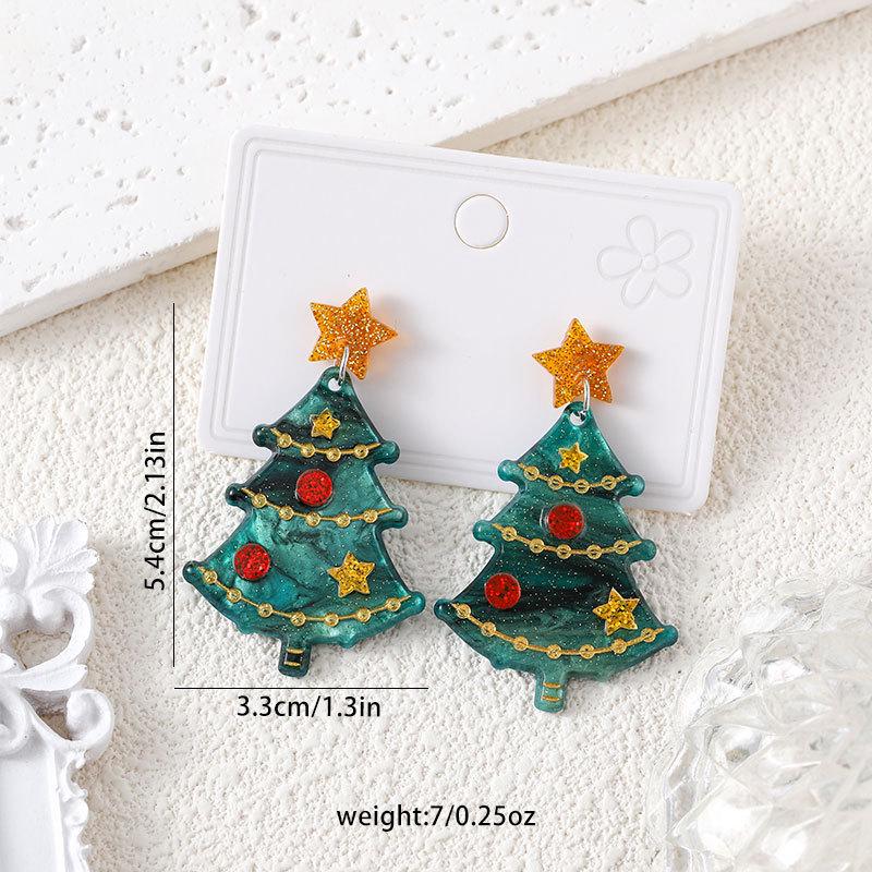 Charming Christmas Tree & Snowflake Earrings: Cute Women's Fashion Jewelry