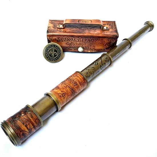 Nautical Handheld Pirate Brass Telescope with Box/Case,Sailor Home Decor Pirate Boat  35.56 Cm Rustic Home Decor