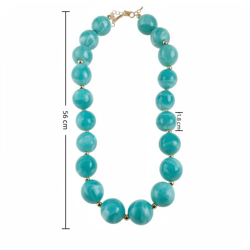 Colorful Bohemian Acrylic Beaded Choker Handmade Unique Necklace for Women Summer Beach Party Jewelry