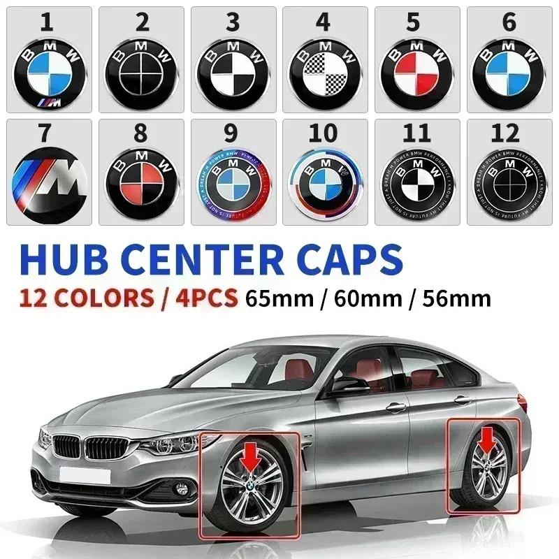 4PCS 56MM 60MM 65MM Car Emblem Wheel Center Hub Caps Stickers for BMW E32 E34 E53 E64 F10 F20 F30 X1 X3 X5 X6 E71 E90 E91