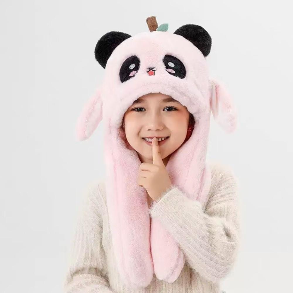 Thickened Kids Ear Protection Hat Windproof Moving Ear Hat New Panda Warm Cap  Autumn Winter