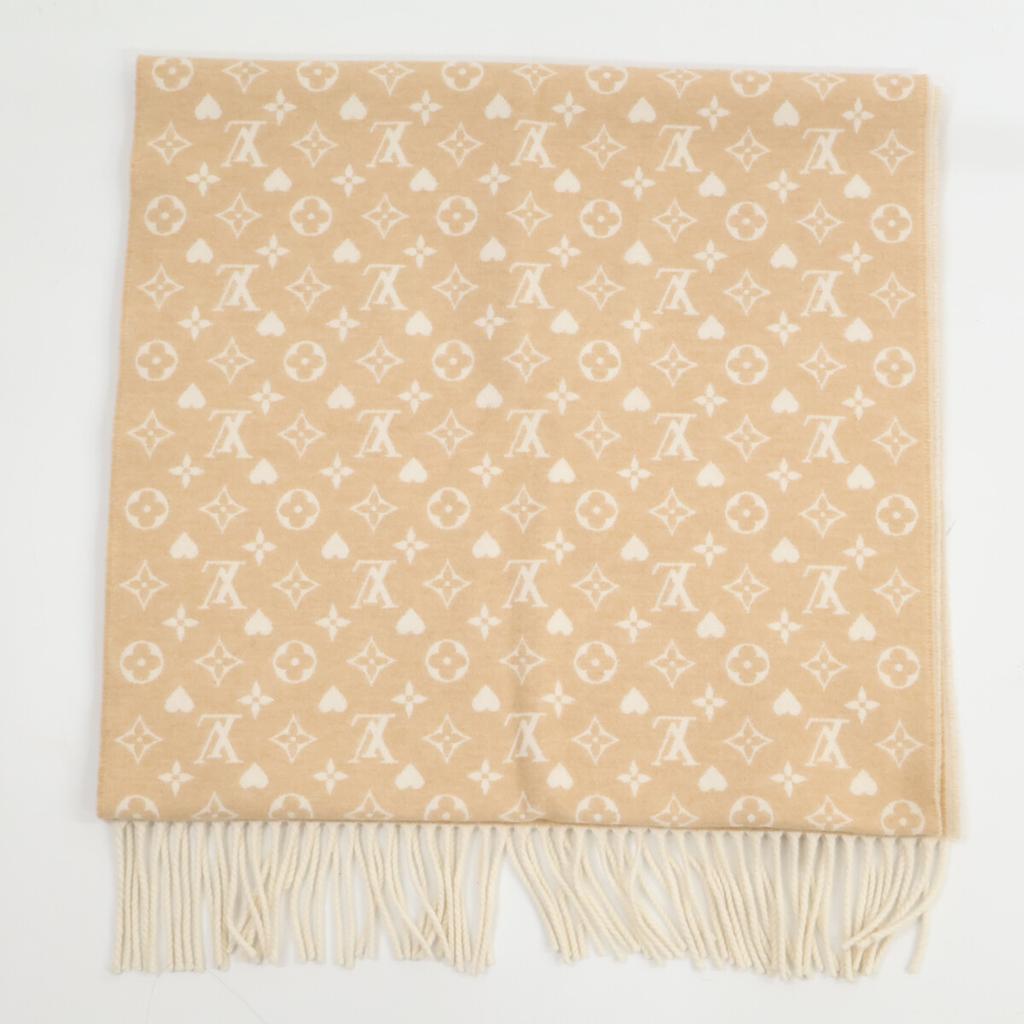 LOUIS VUITTON [Excellent condition/22 year old] M76900 Echarpe Game On Monogram Fringe Scarf beigeUsed