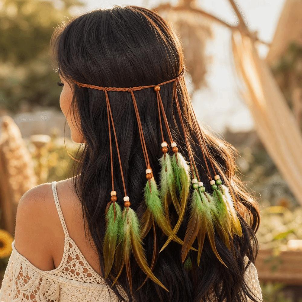 Ethnic Style Bohemian Headband Adjustable Tassel Headdress Beaded Tassel Headband Music Festivals