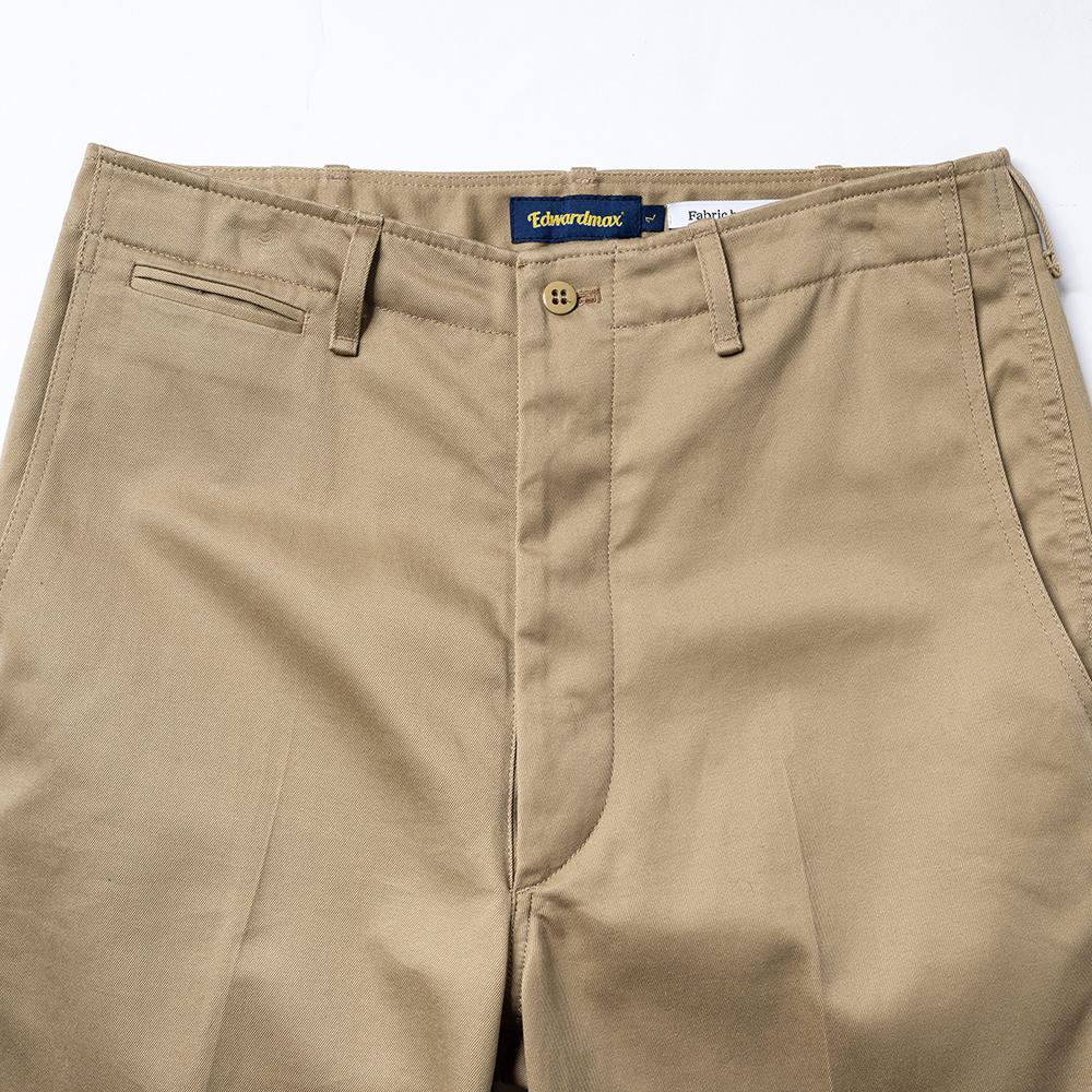 EDWARDMAX 100% Cotton Officer Chino Pants Japan Fabric Beige
