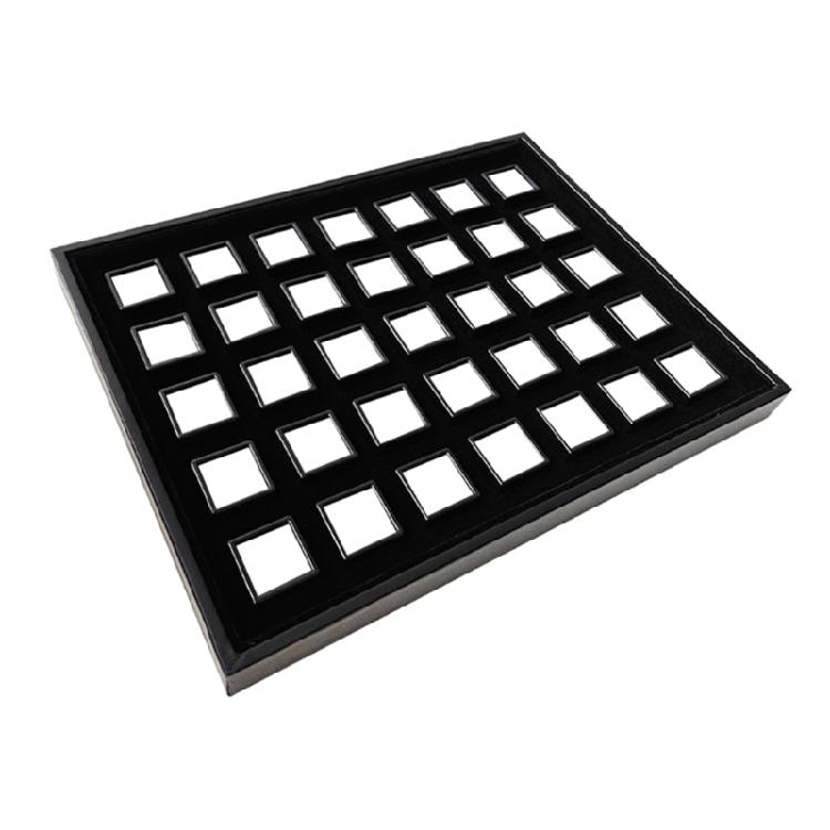 

Versatile 35 Section Plastic Square Jewelry Holder With Soft PU Leather Base Display Tray For Shops And Homes
