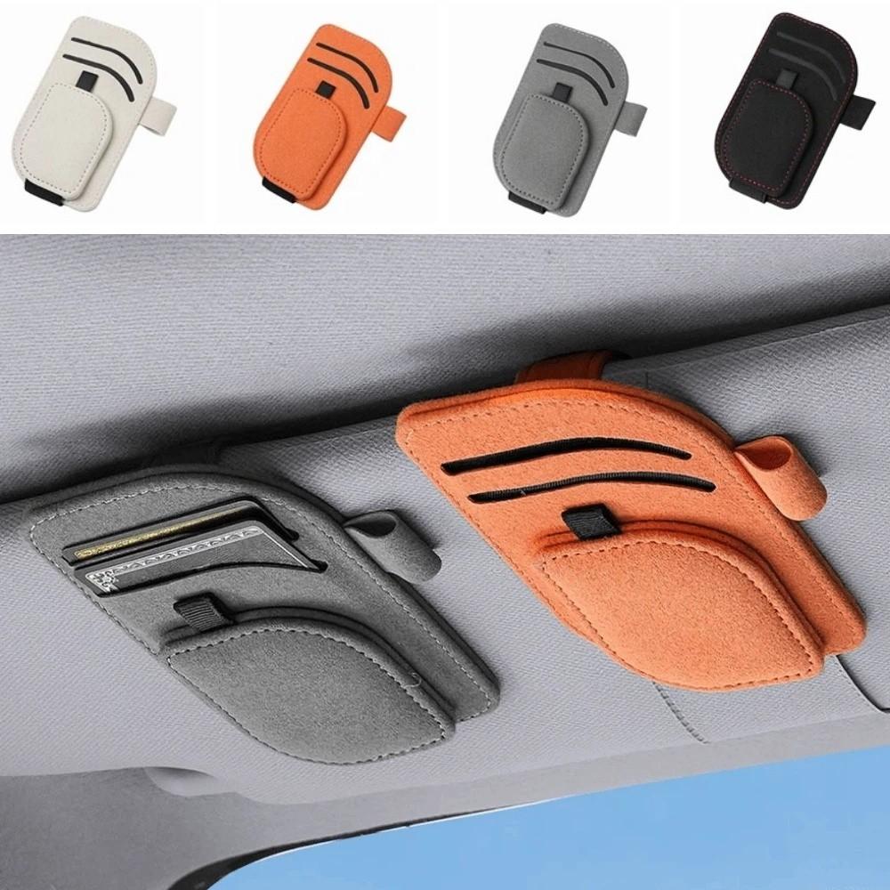 Magnetic Clip Magnetic Car Eyeglass Clips PU Leather Sunglasses Storage Case Auto Accessories