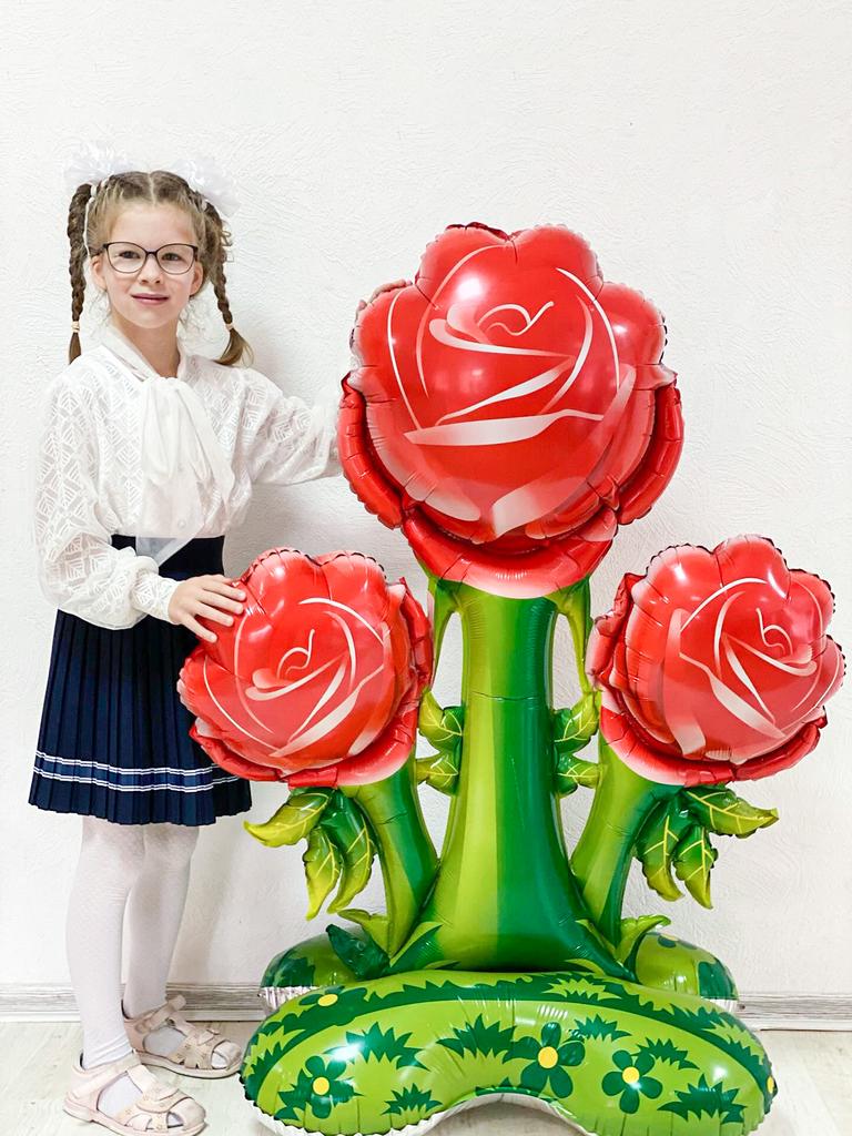 1pc-51 Inch Huge Vertical Red Rose Balloon, Pink Rose Foil Balloon, for Birthday Party, Valentine's Day
